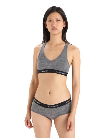 Dámské Podprsenky Icebreaker Merino Sprite Racerback Šedé | CZ 1133QMAZ